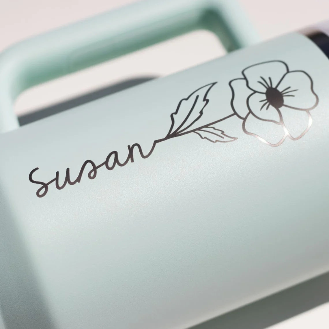 Birth Flower Personalized Tumbler With Straw, Lid and Handle | Ideal Personalized Gifts for Loved One